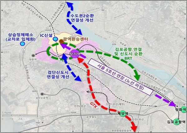 김포한강2 콤팩트시티 광역교통 연계도(자료 제공=국토부)