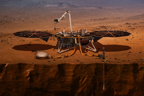 사진은 인사이트가 화성 적도 인근 엘리시움 평원에서 지하탐사를 펼치고 있는 모습을 그린 가상도. 2018.11.21