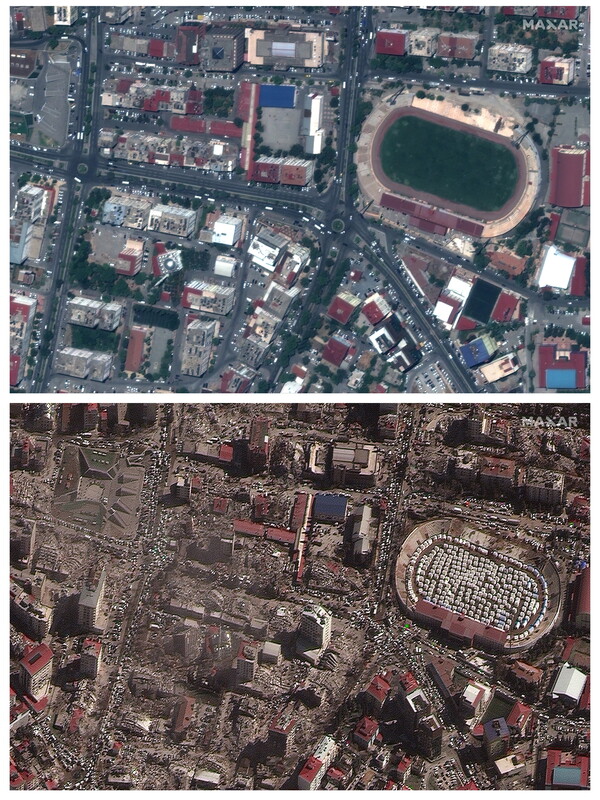 카흐라만마라스 지진 전과 후 모습