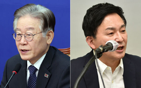 이재명 더불어민주당 대표(왼쪽)와 원희룡 전 국토교통부 장관(오른쪽).