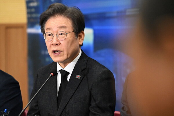 이재명 더불어민주당 당대표가 5일 오전 광주 서구 김대중컨벤션센터에서 열린 현장최고회의에 참석해 발언하고 있다.